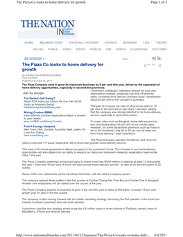 The Pizza Co Looks to Home Delivery for Growth Page 1 of 3