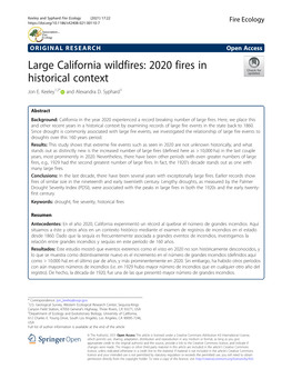 Large California Wildfires: 2020 Fires in Historical Context Jon E