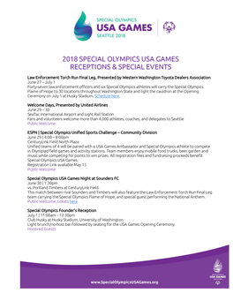 2018 Special Olympics Usa Games Receptions & Special