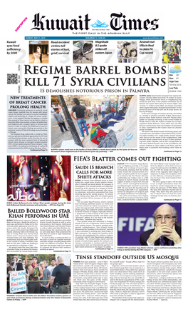 Regime Barrel Bombs Kill 71 Syria Civilians New Treatments of Breast Cancer Prolong