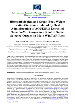 Histopathological and Organ-Body Weight Ratio Alterations Induced by Oral