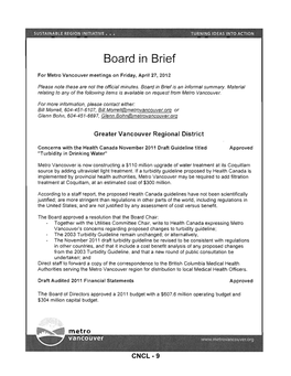 Board in Brief