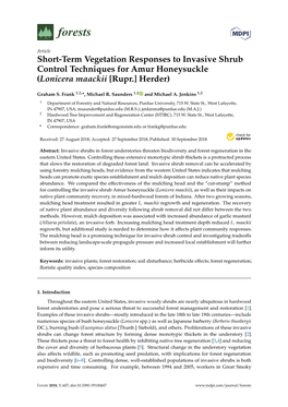 Short-Term Vegetation Responses to Invasive Shrub Control Techniques for Amur Honeysuckle (Lonicera Maackii [Rupr.] Herder)