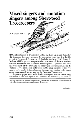 Mixed Singers and Imitation Singers Among Short-Toed Treecreepers