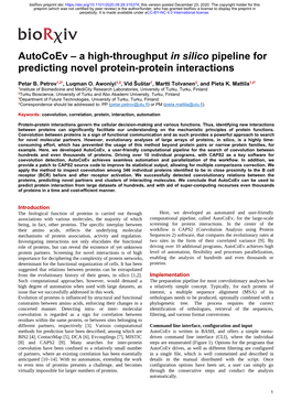 A High-Throughput in Silico Pipeline for Predicting Novel Protein-Protein Interactions