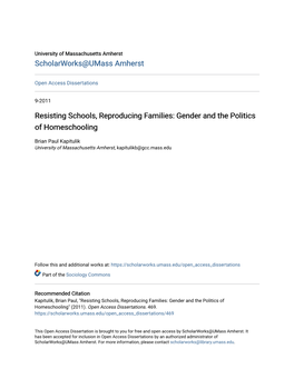 Gender and the Politics of Homeschooling