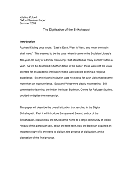 The Digitization of the Shikshapatri