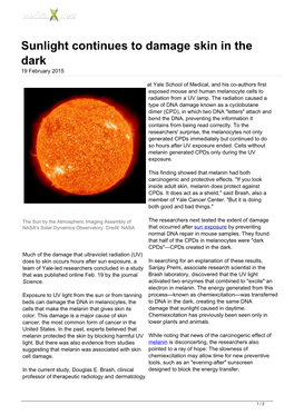 Sunlight Continues to Damage Skin in the Dark 19 February 2015