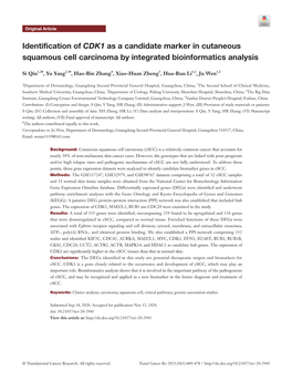 Identification of CDK1 As a Candidate Marker in Cutaneous Squamous Cell Carcinoma by Integrated Bioinformatics Analysis