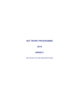 Isa Work Programme 2016 Annex I