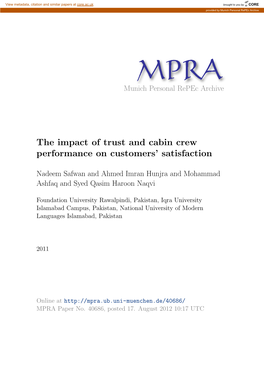 The Impact of Trust and Cabin Crew Performance on Customers’ Satisfaction