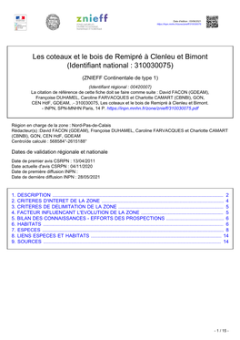 Les Coteaux Et Le Bois De Remipré À Clenleu Et Bimont (Identifiant National : 310030075)