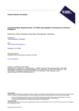 Long-Term Mass Displacements—The Main Demographic Consequence of Nuclear Disasters?