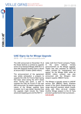 UAE Signs up for Mirage Upgrade 2019 - 11 - 18