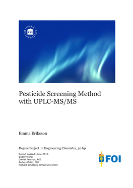 Pesticide Screening Method with UPLC-MS/MS