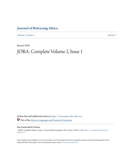 JORA: Complete Volume 2, Issue 1