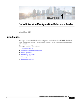 Default Service Configuration Reference Tables