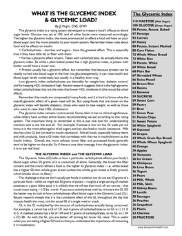 THE GLYCEMIC INDEX the Glycemic Index