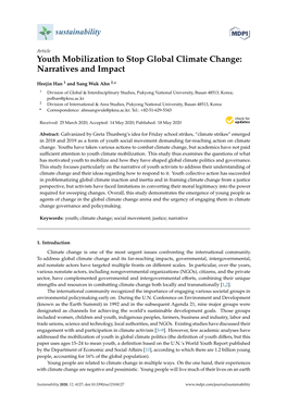 Youth Mobilization to Stop Global Climate Change: Narratives and Impact