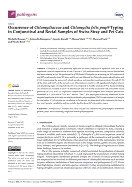 Occurrence of Chlamydiaceae and Chlamydia Felis Pmp9 Typing in Conjunctival and Rectal Samples of Swiss Stray and Pet Cats