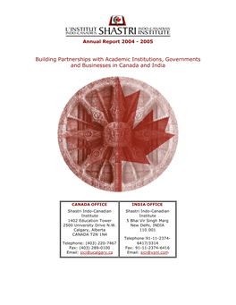 Annual Report 2004-2005 2 the Shastri Indo-Canadian Institute…