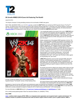 2K Unveils WWE® 2K14 Cover Art Featuring the Rock®