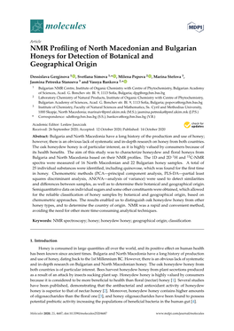 NMR Profiling of North Macedonian and Bulgarian Honeys for Detection