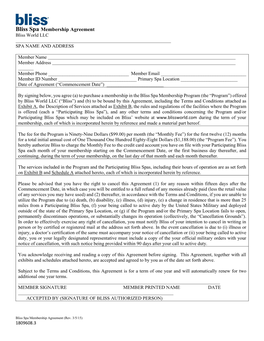 Bliss Spa Membership Agreement Bliss World LLC