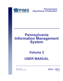 2012-2013 PIMS Manual Vol 2 V1.0.1