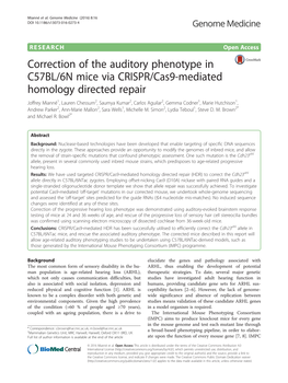 Correction of the Auditory Phenotype in C57BL/6N Mice Via CRISPR