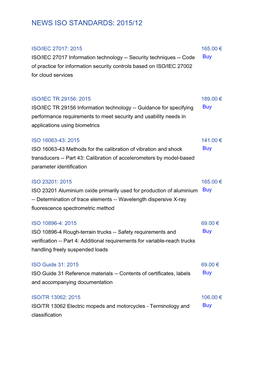 News Iso Standards: 2015/12