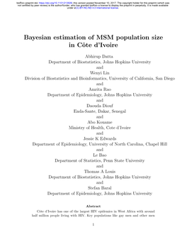 Bayesian Estimation of MSM Population Size in Côte D'ivoire