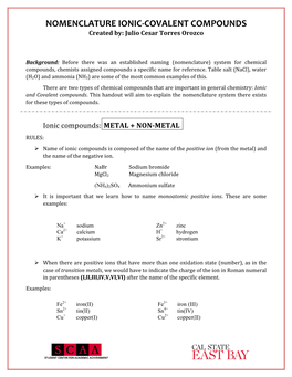 COVALENT COMPOUNDS Created By: Julio Cesar Torres Orozco