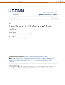 Puerto Rico's Archival Traditions in a Colonial Context