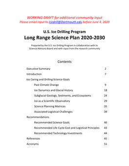 Long Range Science Plan 2020-2030