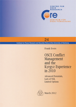 OSCE Conflict Management and the Kyrgyz Experience in 2010