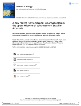 A New Rodent (Caviomorpha: Dinomyidae) from the Upper Miocene of Southwestern Brazilian Amazonia