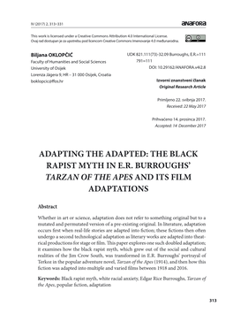 Adapting the Adapted: the Black Rapist Myth in E.R. Burroughs' Tarzan of the Apes and Its Film Adaptations