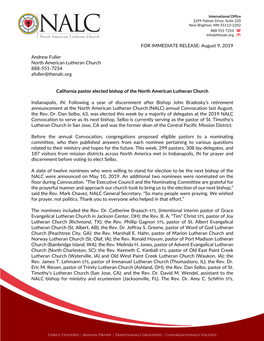 Bishop Election Press Release