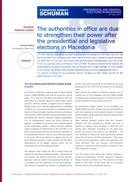 PRESIDENTIAL and GENERAL ELECTIONS in MACEDONIA 13Rd April 2014