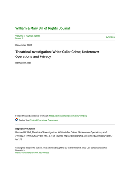 White-Collar Crime, Undercover Operations, and Privacy