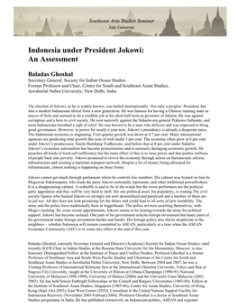 Indonesia Under President Jokowi: an Assessment