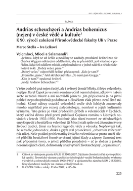 Andrias Scheuchzeri a Andrias Bohemicus (Nejen) V České Vědě a Kultuře K 90