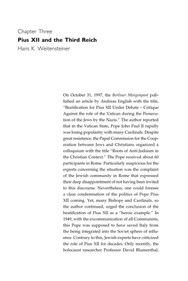 Chapter Three Pius XII and the Third Reich Hans K. Weitensteiner