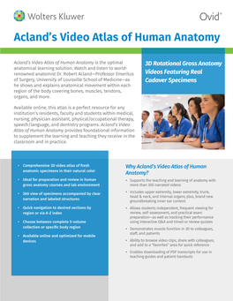 Acland's Video Atlas of Human Anatomy