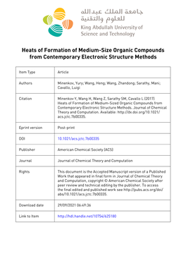 Heats of Formation of Medium-Size Organic Compounds from Contemporary Electronic Structure Methods