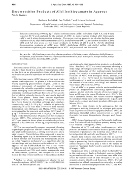 Decomposition Products of Allyl Isothiocyanate in Aqueous Solutions