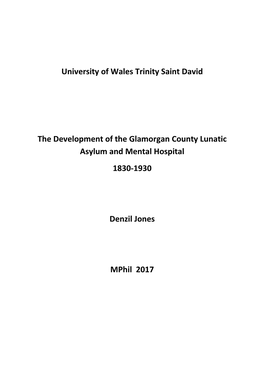 University of Wales Trinity Saint David the Development of the Glamorgan