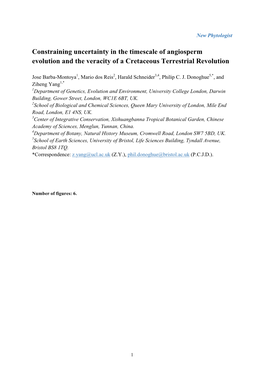 Constraining Uncertainty in the Timescale of Angiosperm Evolution and the Veracity of a Cretaceous Terrestrial Revolution