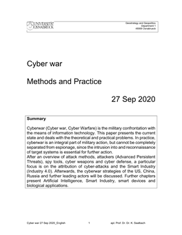 Cyberwar 27 Sep 2020